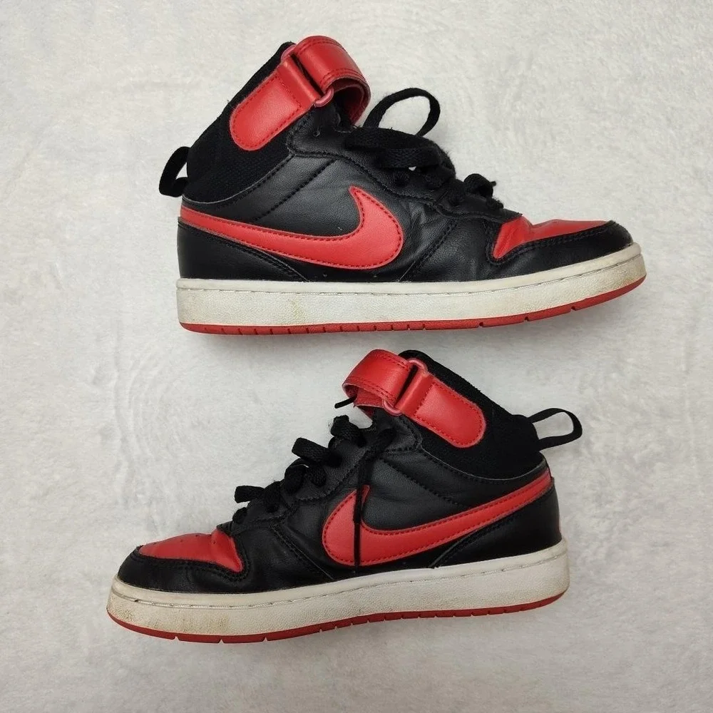 Nike Shoes Kid 4Y Black Red Jordan Borough Mid Sneaker Athletic Strap‎ CD7782